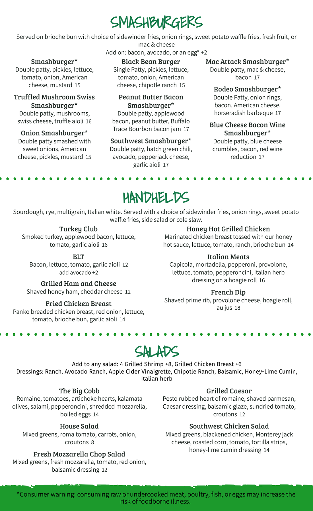 The Fat Frog Sports Grill in Prescott, Arizona - Food Menu